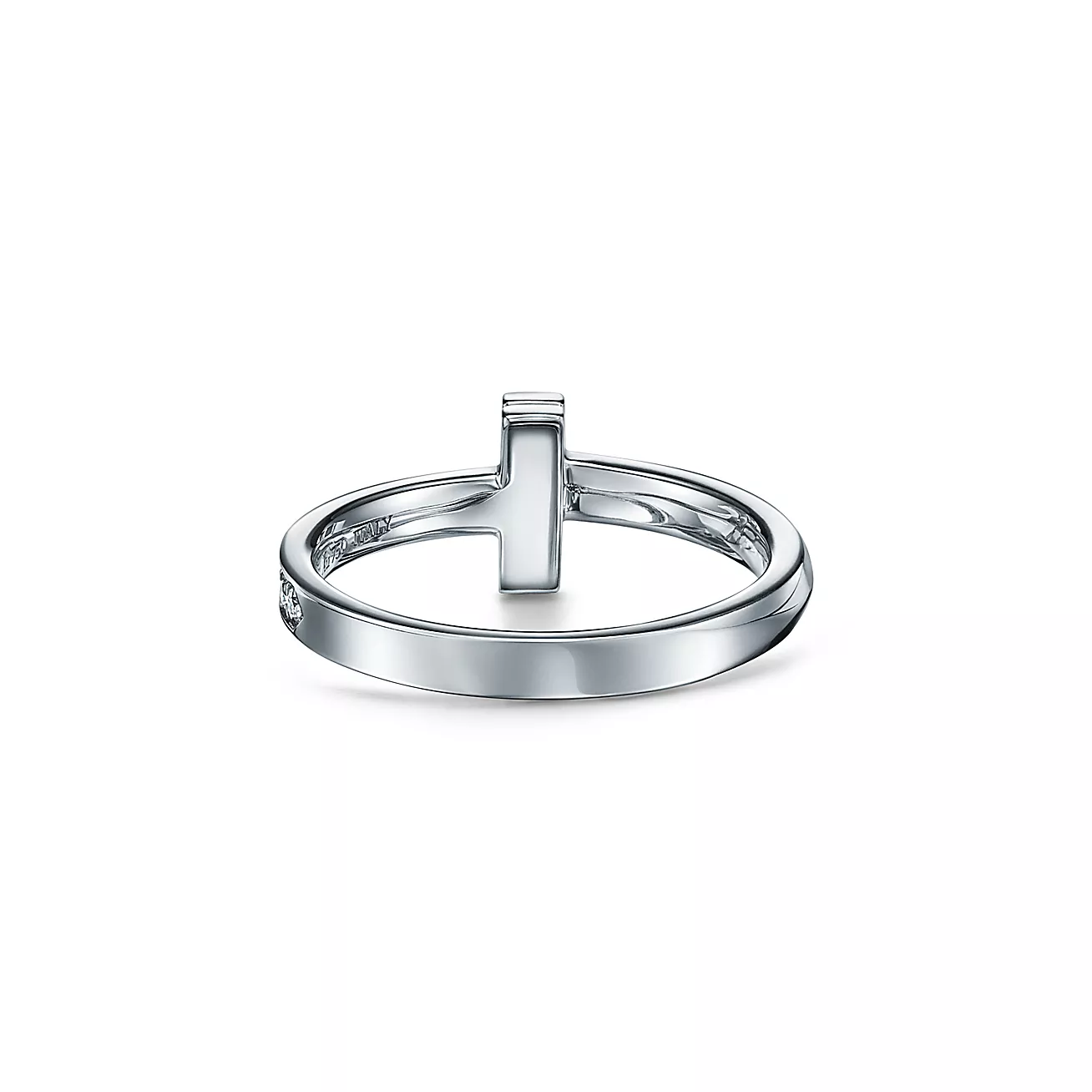 T T1 Ring in White Gold with Diamonds, 2.5 mm Wide