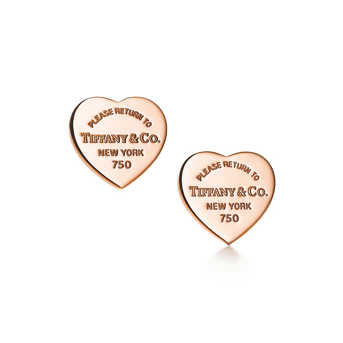 Return to 庐 Heart Label Stud Earrings rose gold, mini