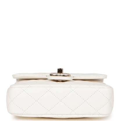Sweet Mini Square Flap Bag White Lambskin Light Gold Hardware