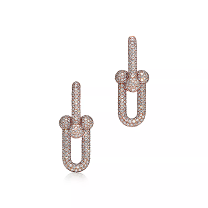 HardWear Link Earrings in Rose Gold with Pave Diamonds
