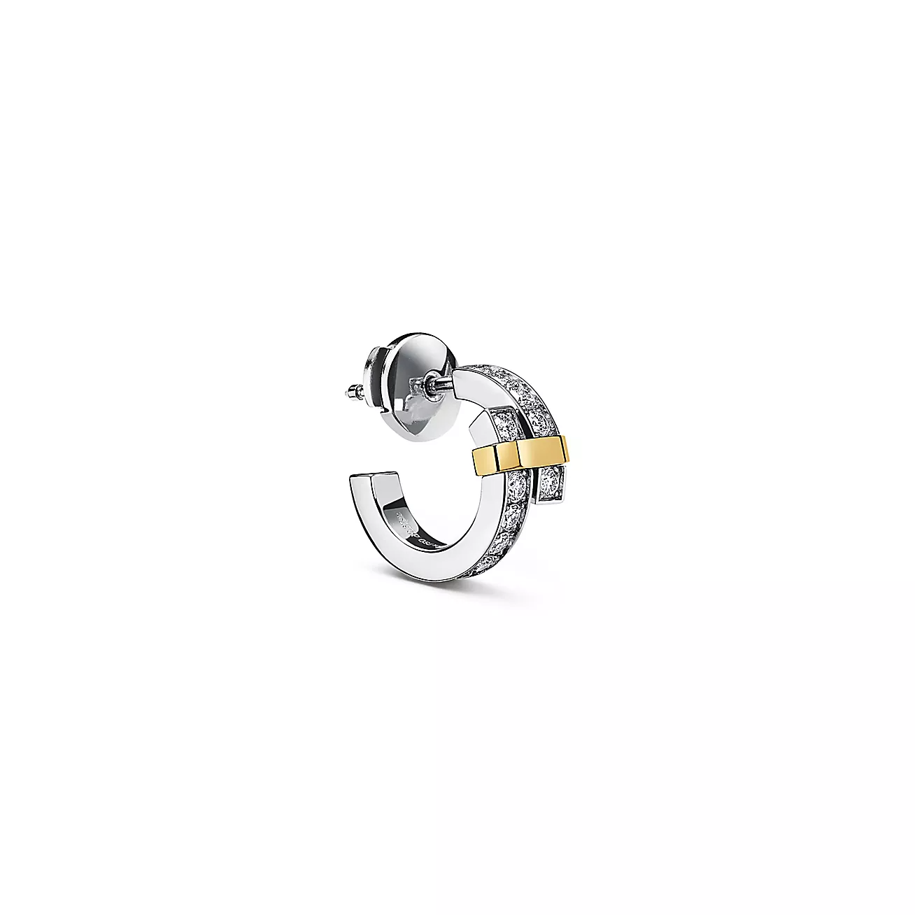 Edge Hoop Earrings in Platinum and Yellow Gold with Diamonds