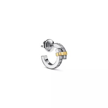 Edge Hoop Earrings in Platinum and Yellow Gold with Diamonds