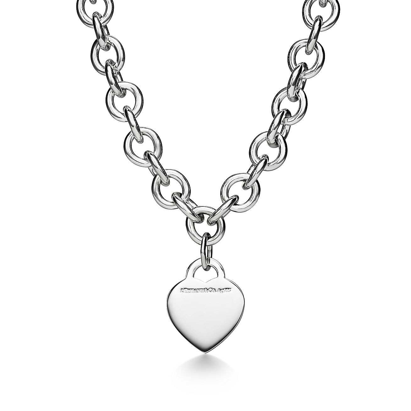 Return to 庐 Heart Tag Necklace in Silver with a Diamond, Medium