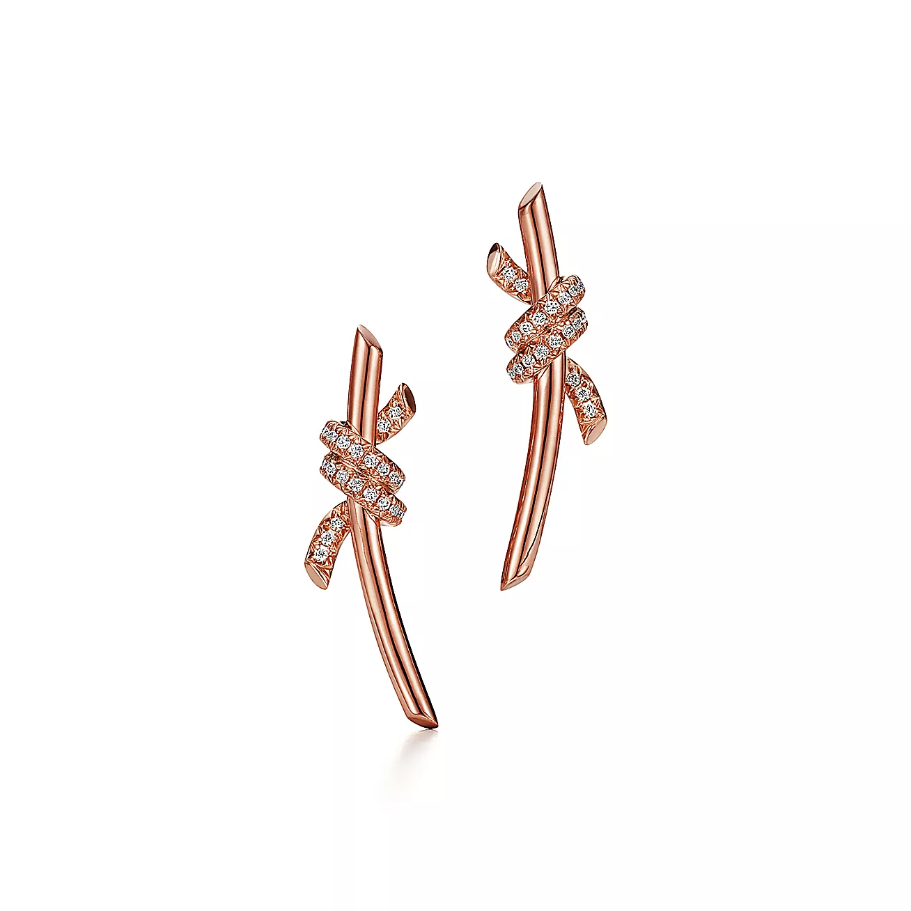 Knot Earrings in Rose Gold with Diamonds
