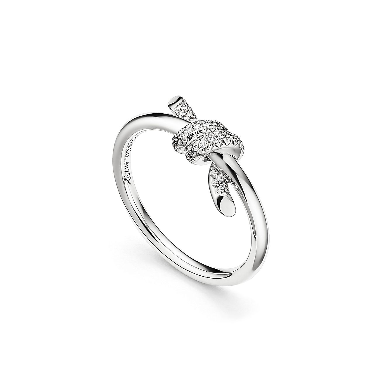 Knot Ring in White Gold with Diamonds