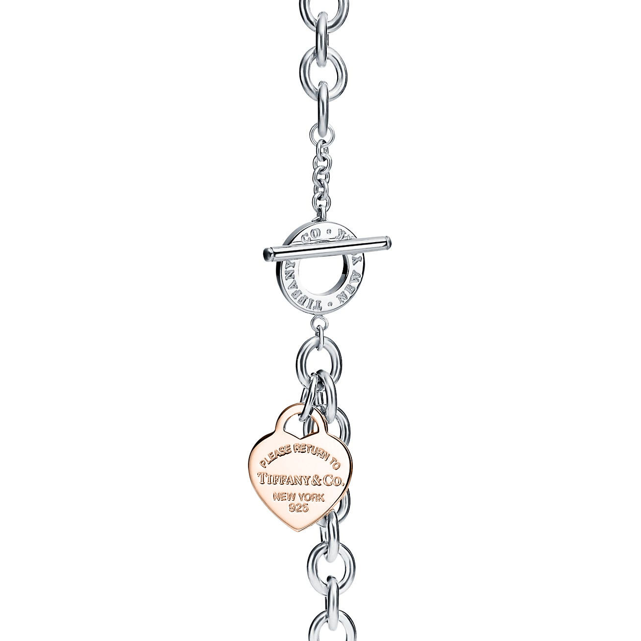 Return to 庐 Rose Gold Heart Tag Toggle Bracelet in Silver