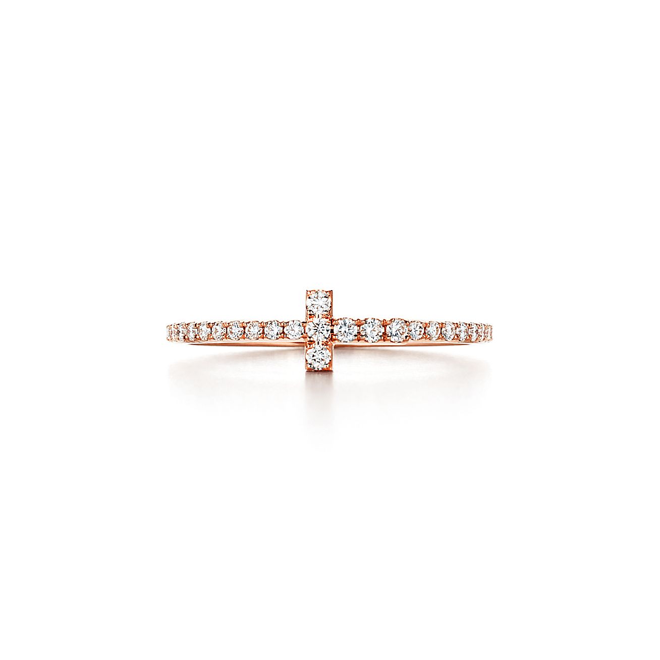 T Diamond Wire Band Ring in 18k Rose Gold