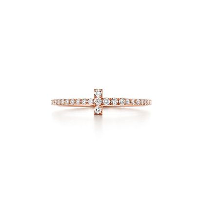 T Diamond Wire Band Ring in 18k Rose Gold