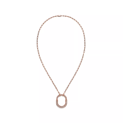 Lock Pendant in Rose Gold with Pave Diamonds, Medium