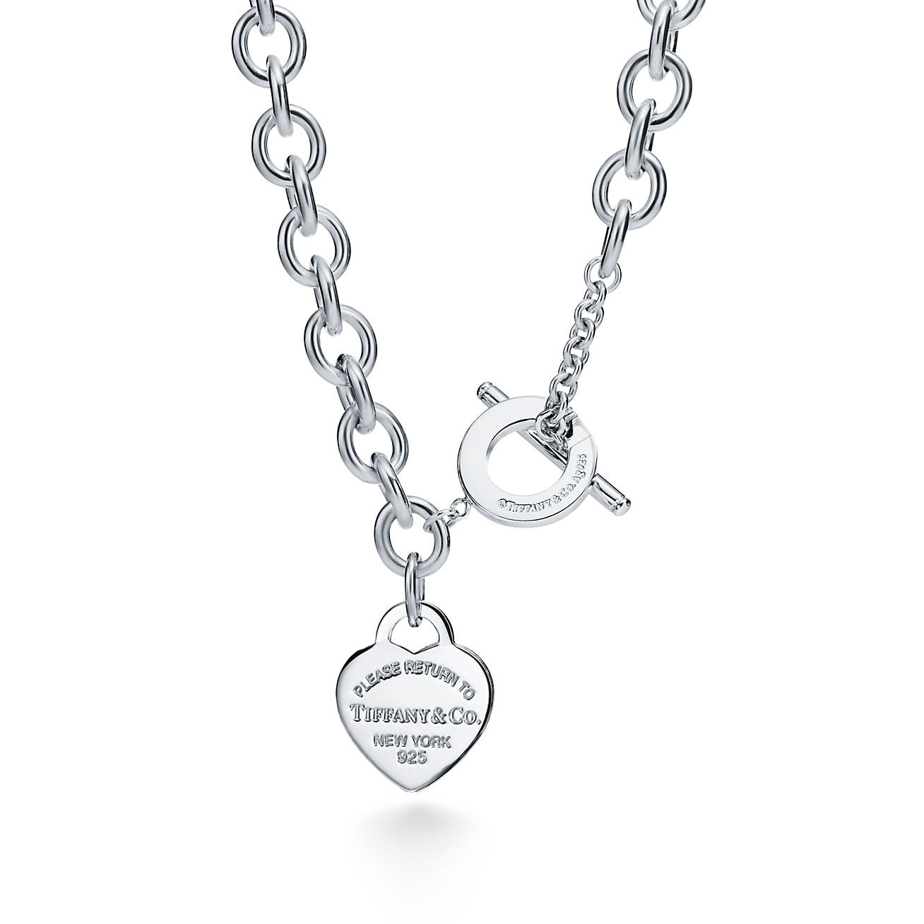 Return to 庐 Heart Tag Toggle Pink Necklace in Silver