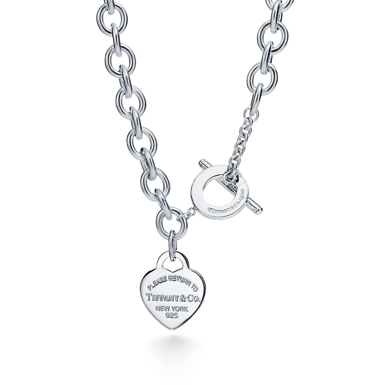 Return to 庐 Heart Tag Toggle Pink Necklace in Silver