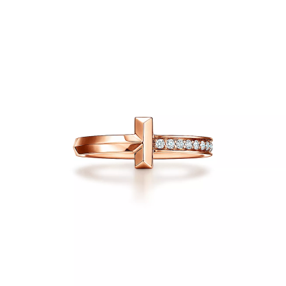 T T1 Ring in Rose Gold with Diamonds, 2.5 mm