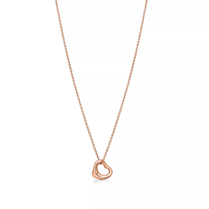 Elsa Peretti庐 Open Heart Pendant in 18k Rose Gold with Diamonds