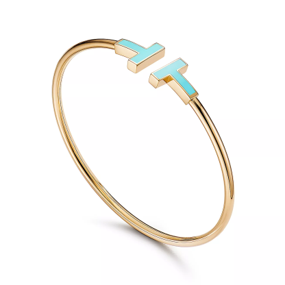 T Turquoise Wire Bracelet in 18k Gold