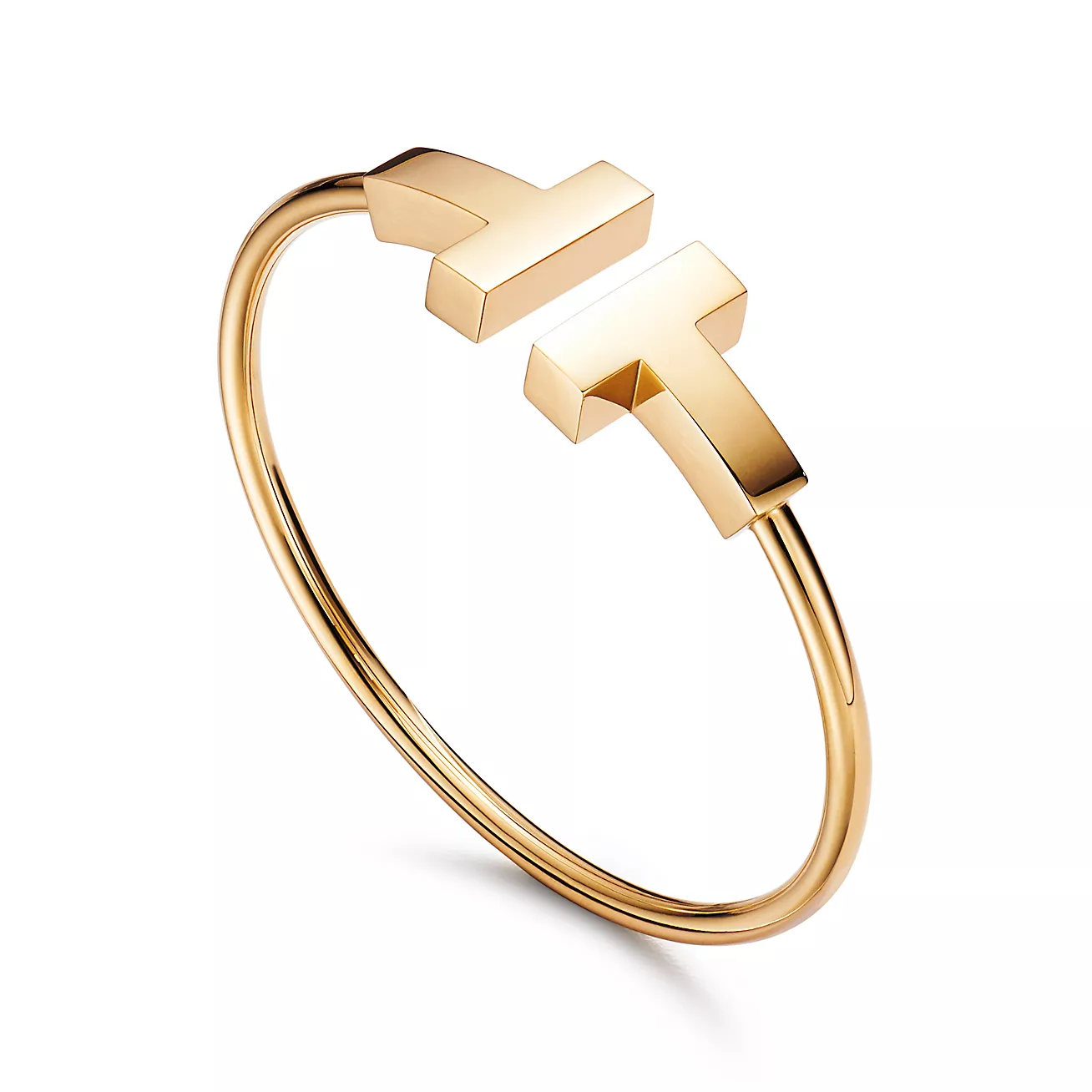 T Wide Wire Bracelet in 18k Gold