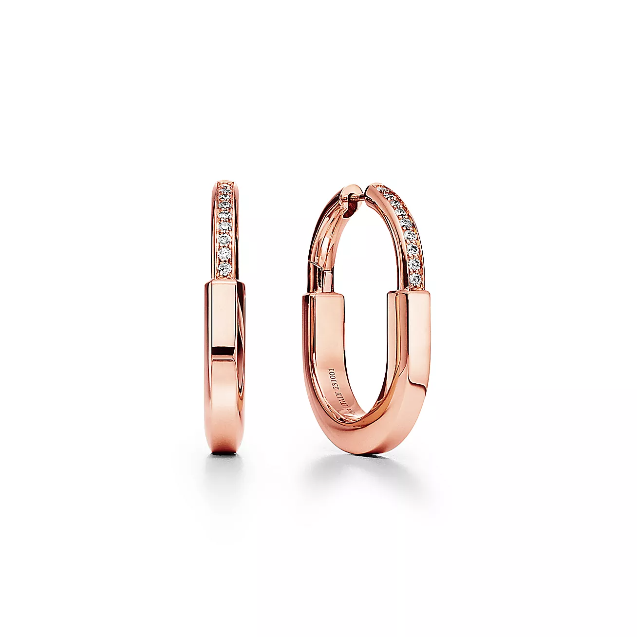 Lock Earrings in Rose Gold with Diamonds, Medium