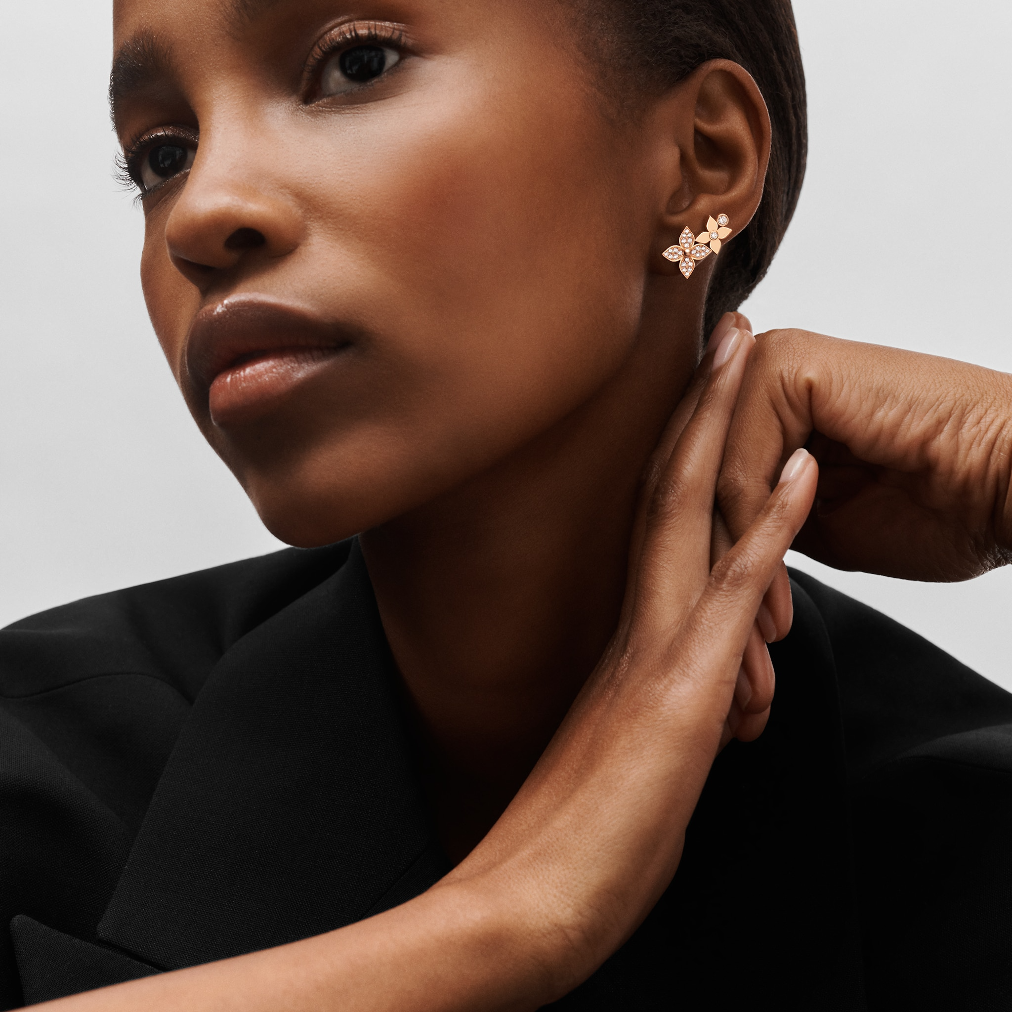 Star Blossom Left Earring, Pink Gold And Diamonds - Per Unit