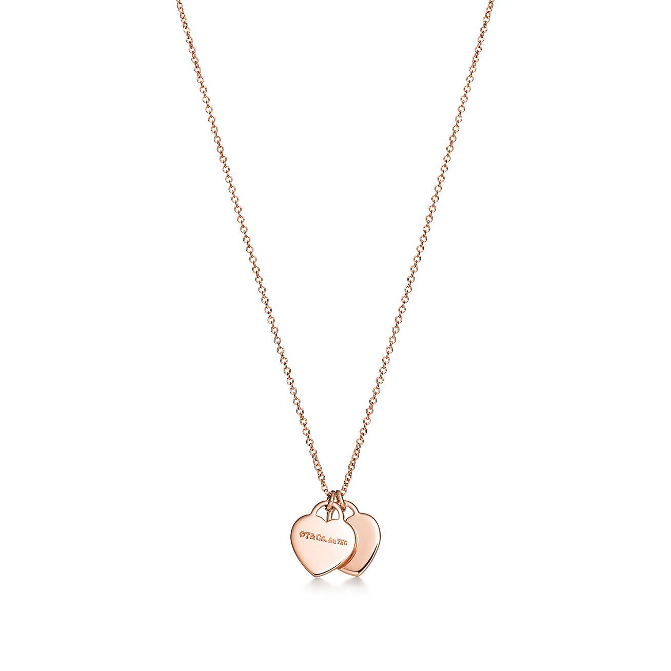 Return to 庐 Double Heart Tag Pendant in Rose Gold, Mini
