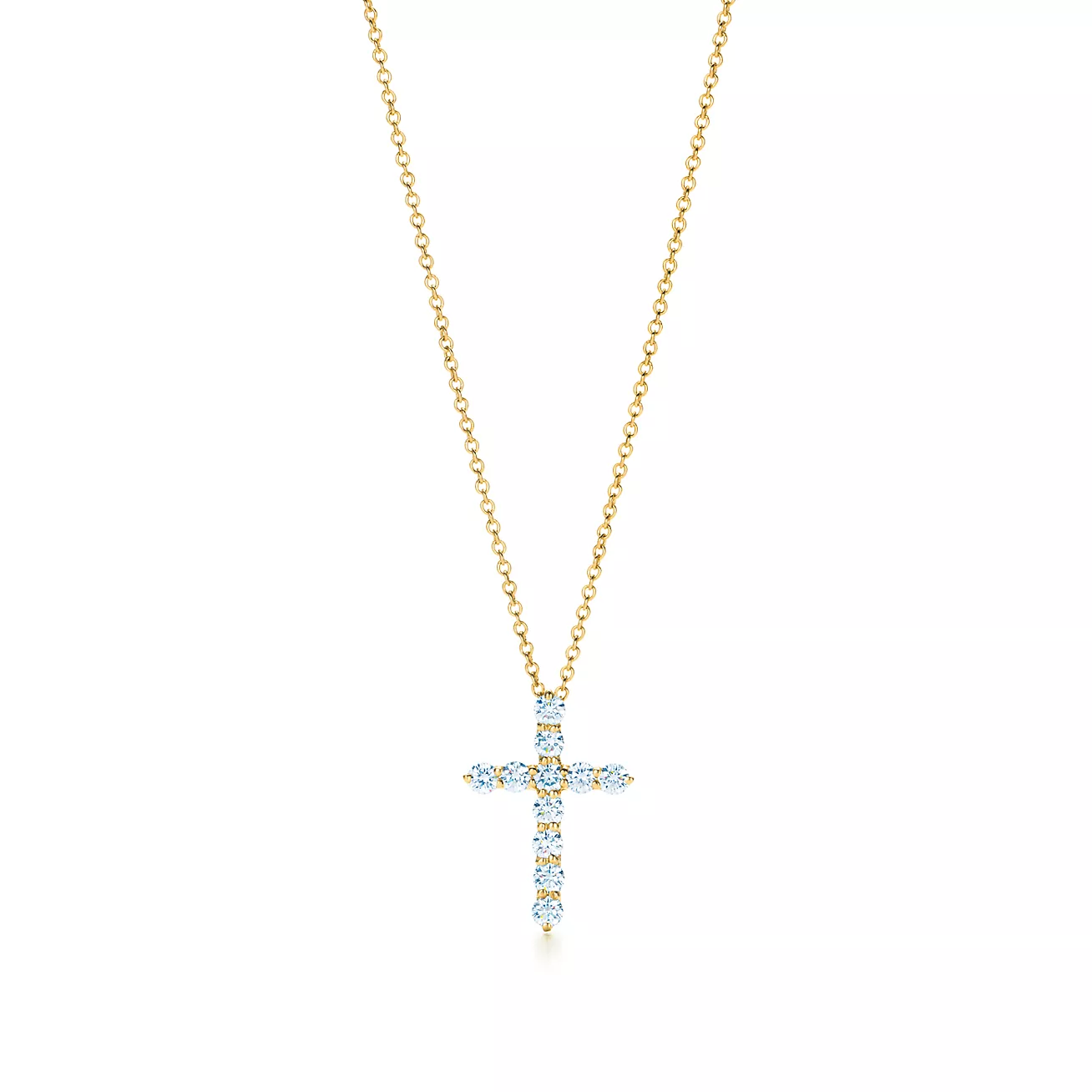 Cross pendant in 18k gold with diamonds, small