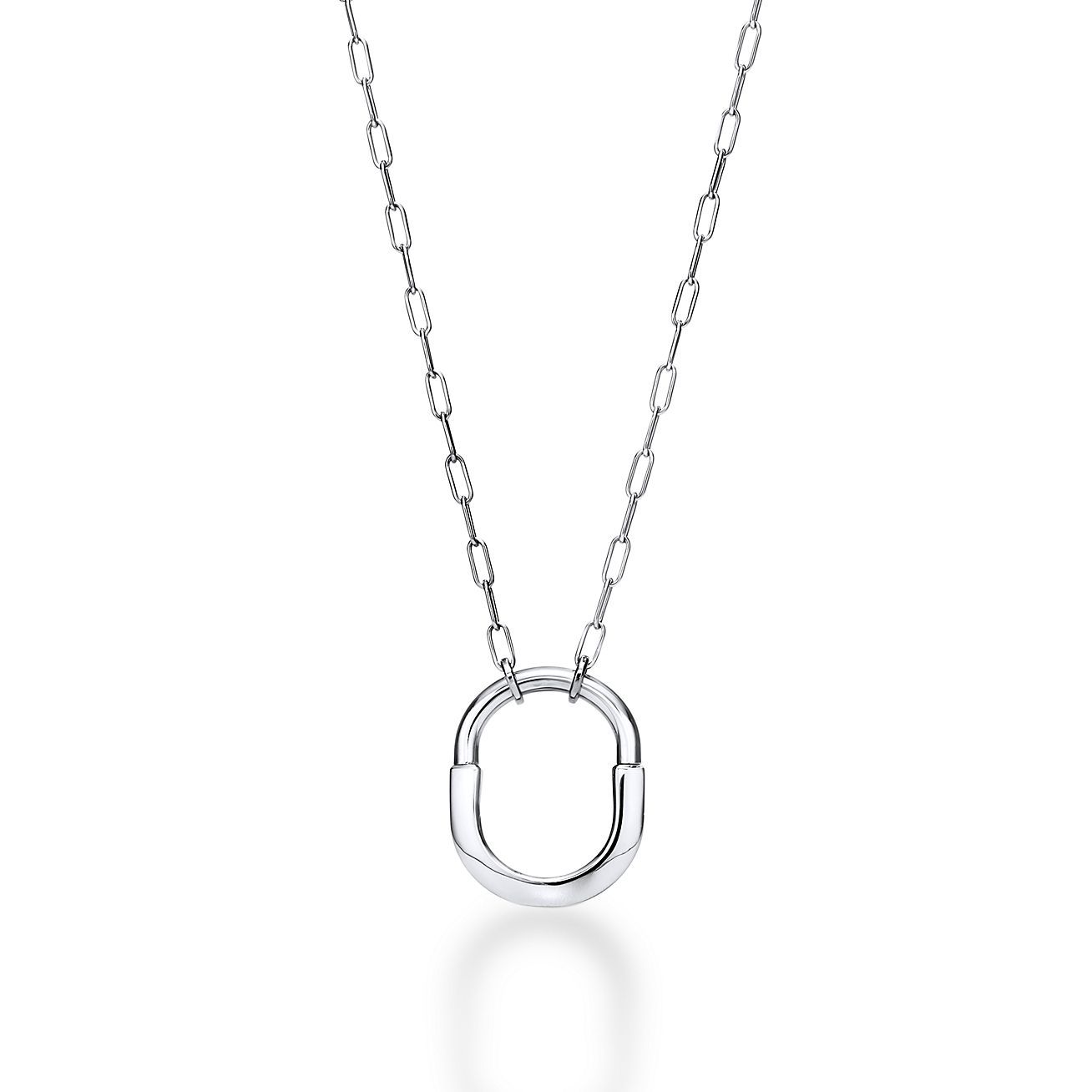 Lock Pendant in White Gold, Medium