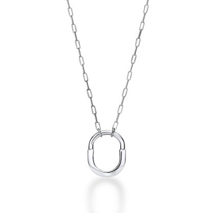 Lock Pendant in White Gold, Medium