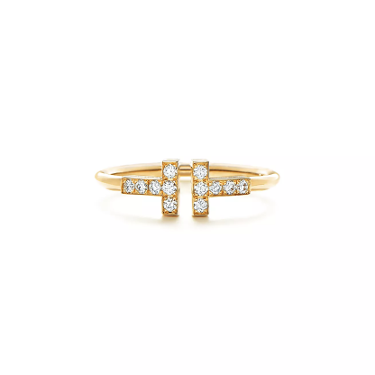 T Diamond Wire Ring in 18k Gold