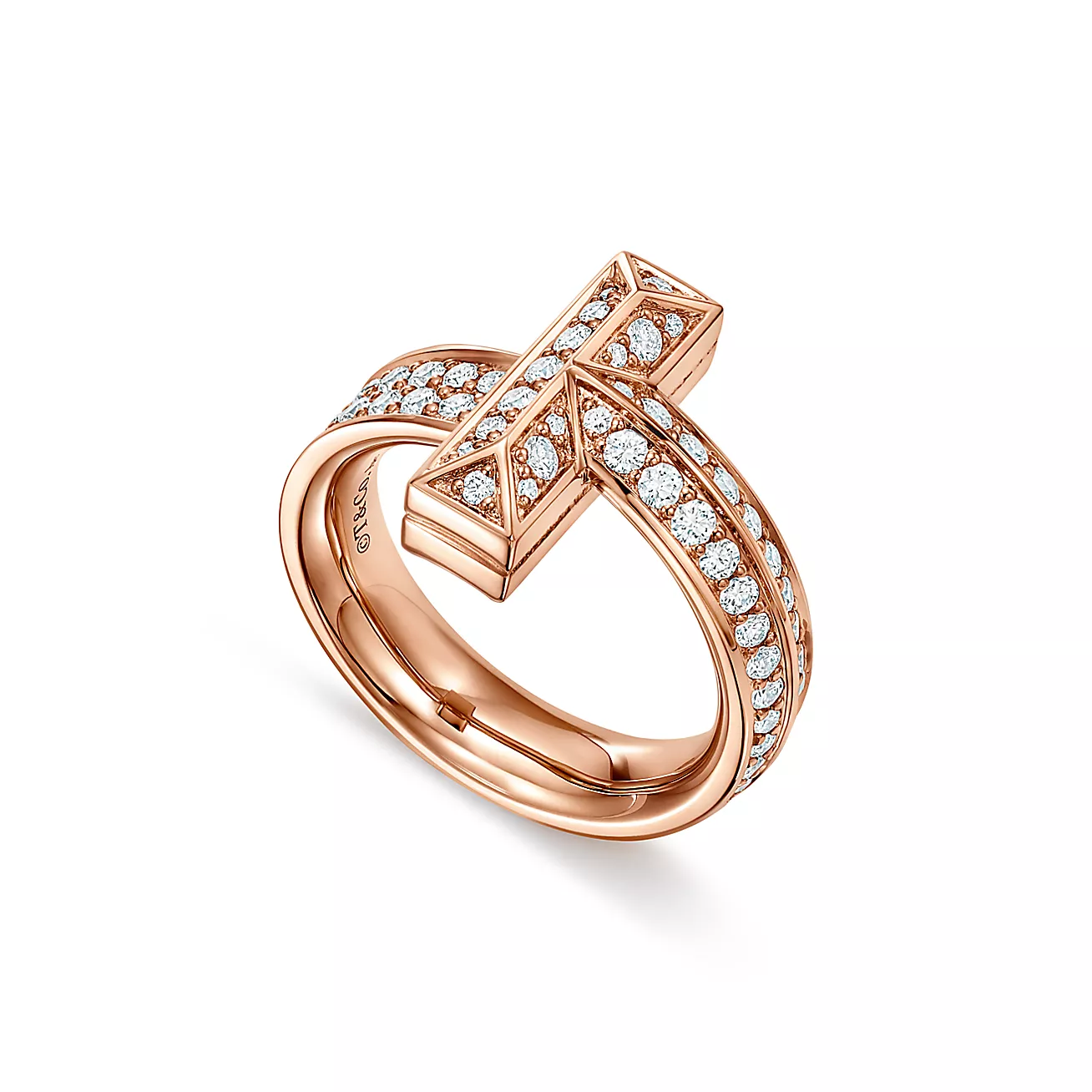 T T1 Ring in Rose Gold with Diamonds, 4.5 mm