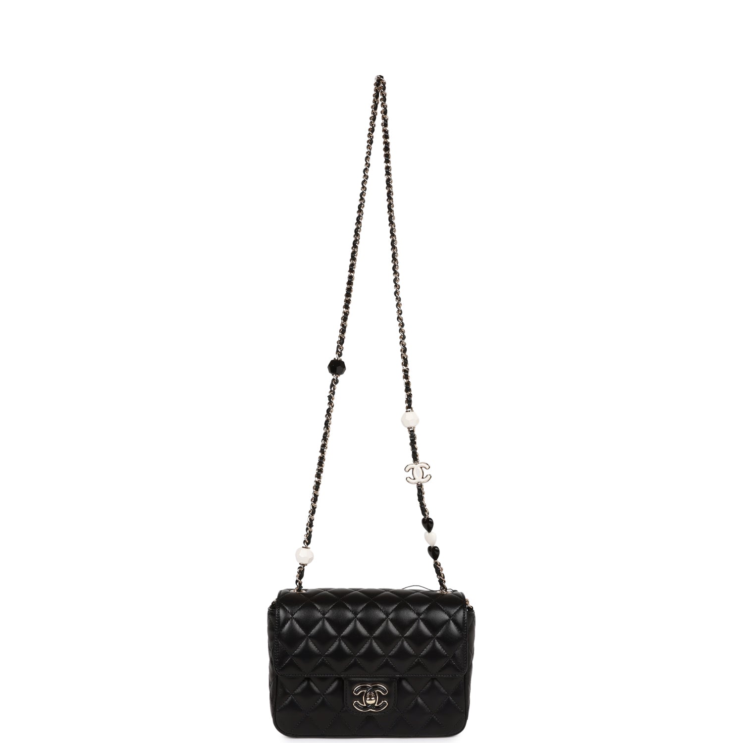 Candy Heart Mini Flap Bag Black Lambskin Enamel and Light Gold Hardware