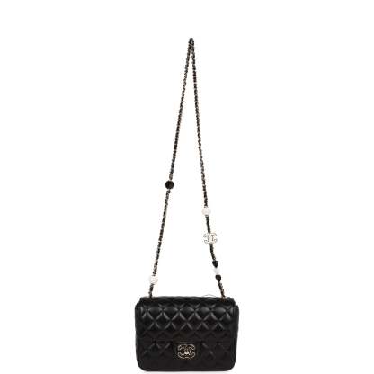 Candy Heart Mini Flap Bag Black Lambskin Enamel and Light Gold Hardware