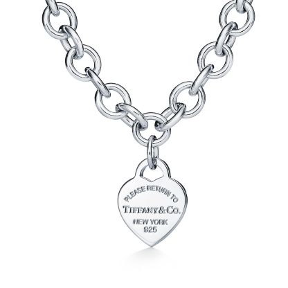 Return to 庐 Heart Tag Chain Link Necklace in Silve