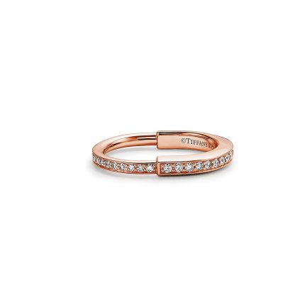 Lock Ring in Rose Gold with Pave Diamonds