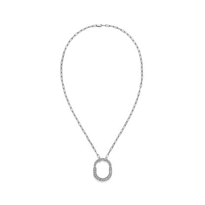 Lock Pendant in White Gold with Pave Diamonds, Medium