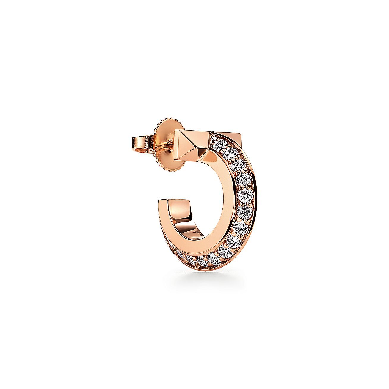 T T1 Hoop Earrings in Rose Gold with Diamonds