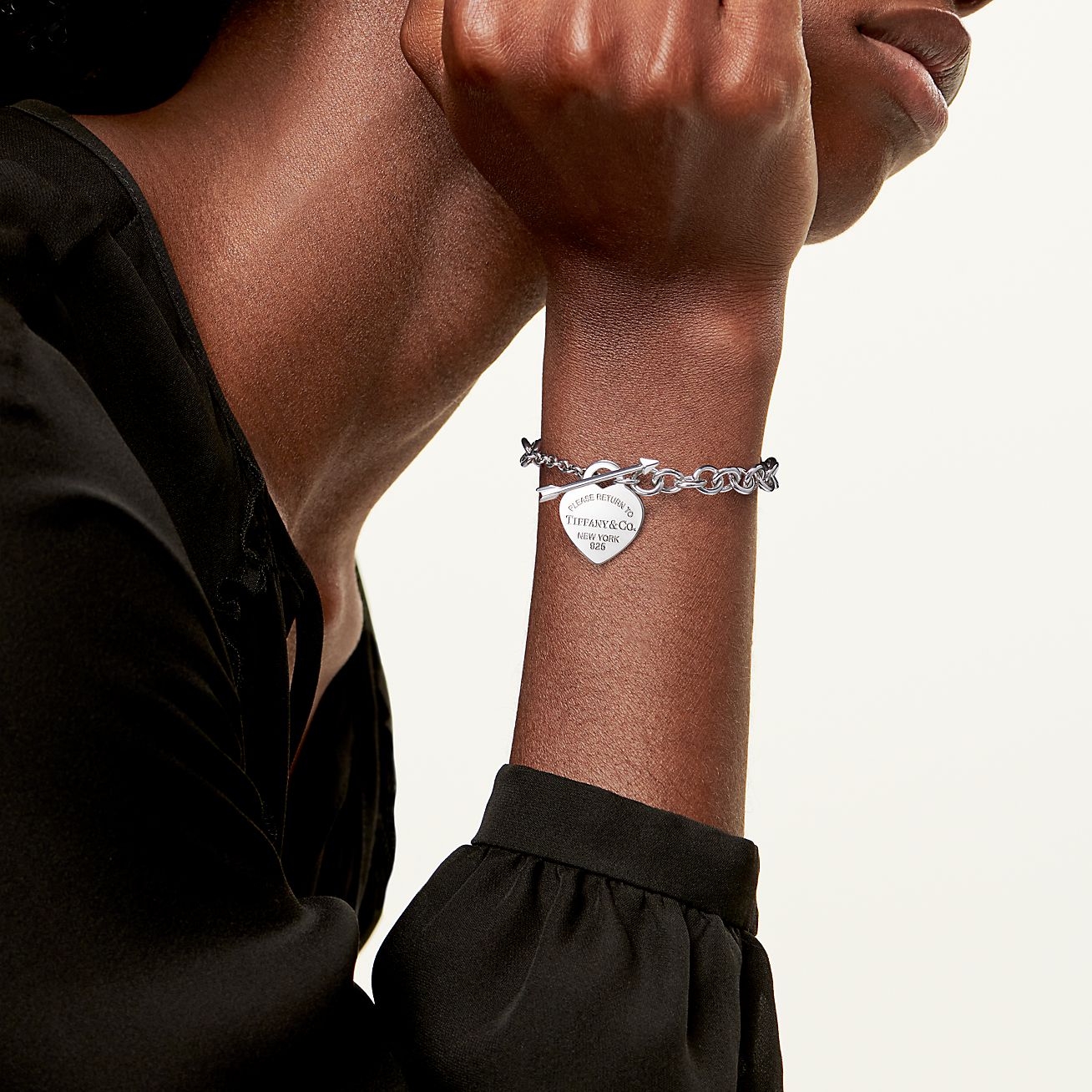 Return to 庐 Lovestruck Heart Tag Bracelet in Silver, Medium