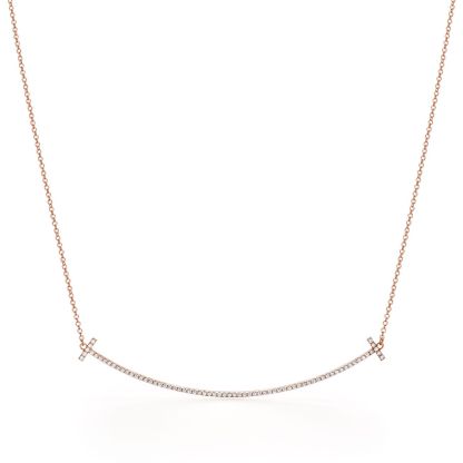 T Smile Pendant in Rose Gold with Diamonds, Large