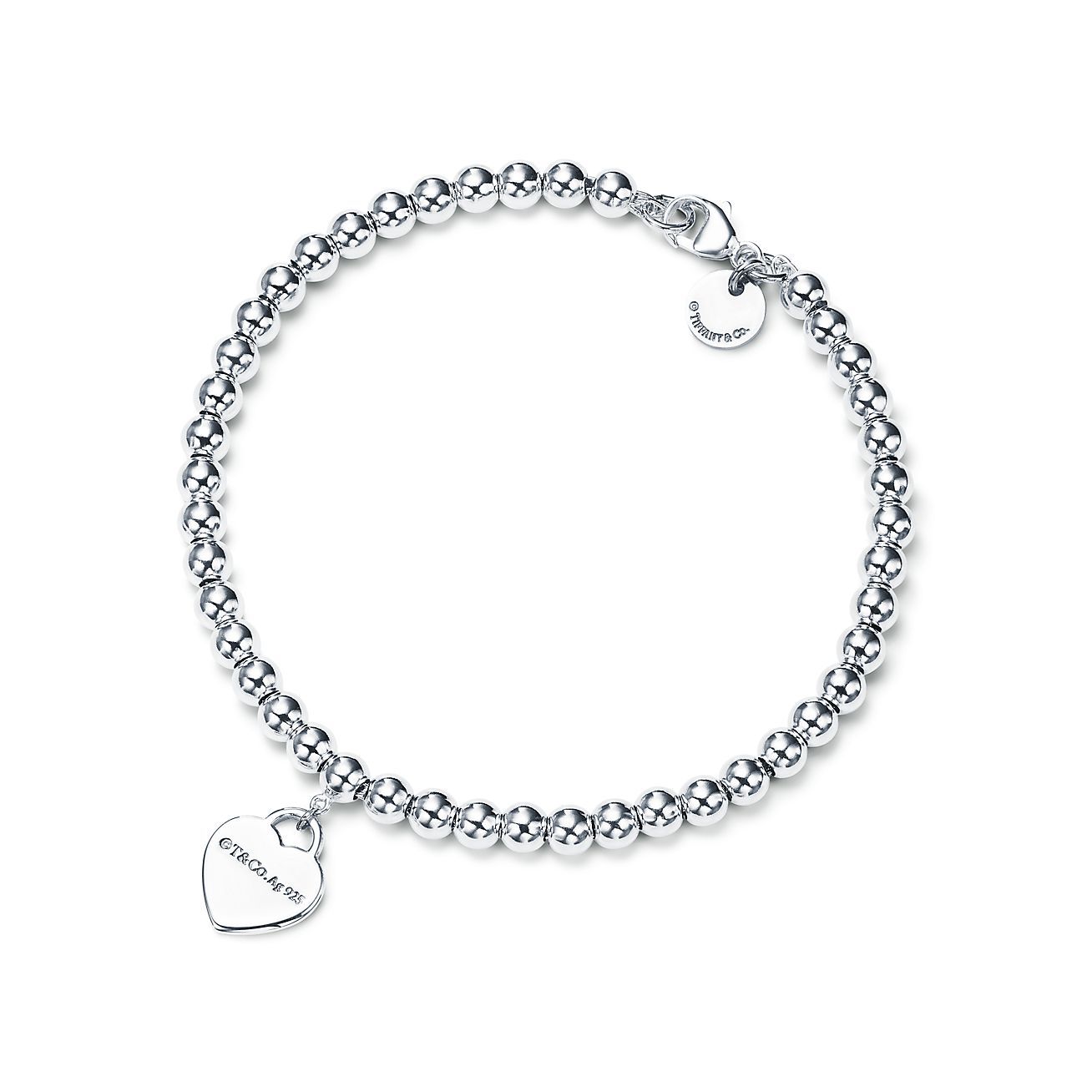 Return to 庐 Heart Tag Bead Bracelet in Silver