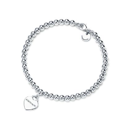 Return to 庐 Heart Tag Bead Bracelet in Silver