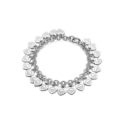 Return to 庐 Multi-heart Tag Bracelet in Silver