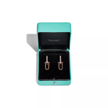 HardWear Link Earrings in 18k Rose Gold with Pave Diamonds