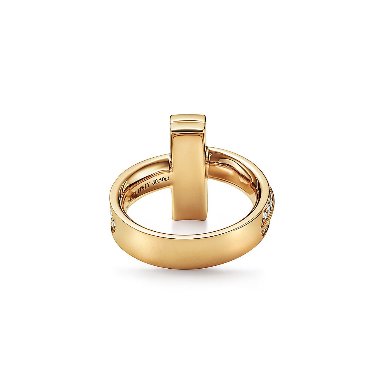 T T1 Ring in Yellow Gold with Diamonds, 4.5 mm Wide