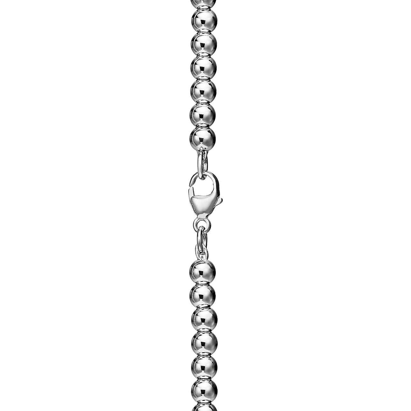 Return to 庐 Heart Tag Bead Necklace in Silver with a Diamond, Small