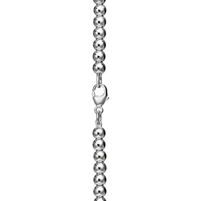 Return to 庐 Heart Tag Bead Necklace in Silver with a Diamond, Small