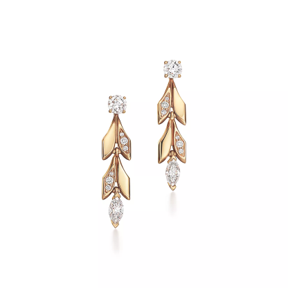 Victoria庐 Vine Convertible Drop Earrings in Yellow Gold with Diamonds