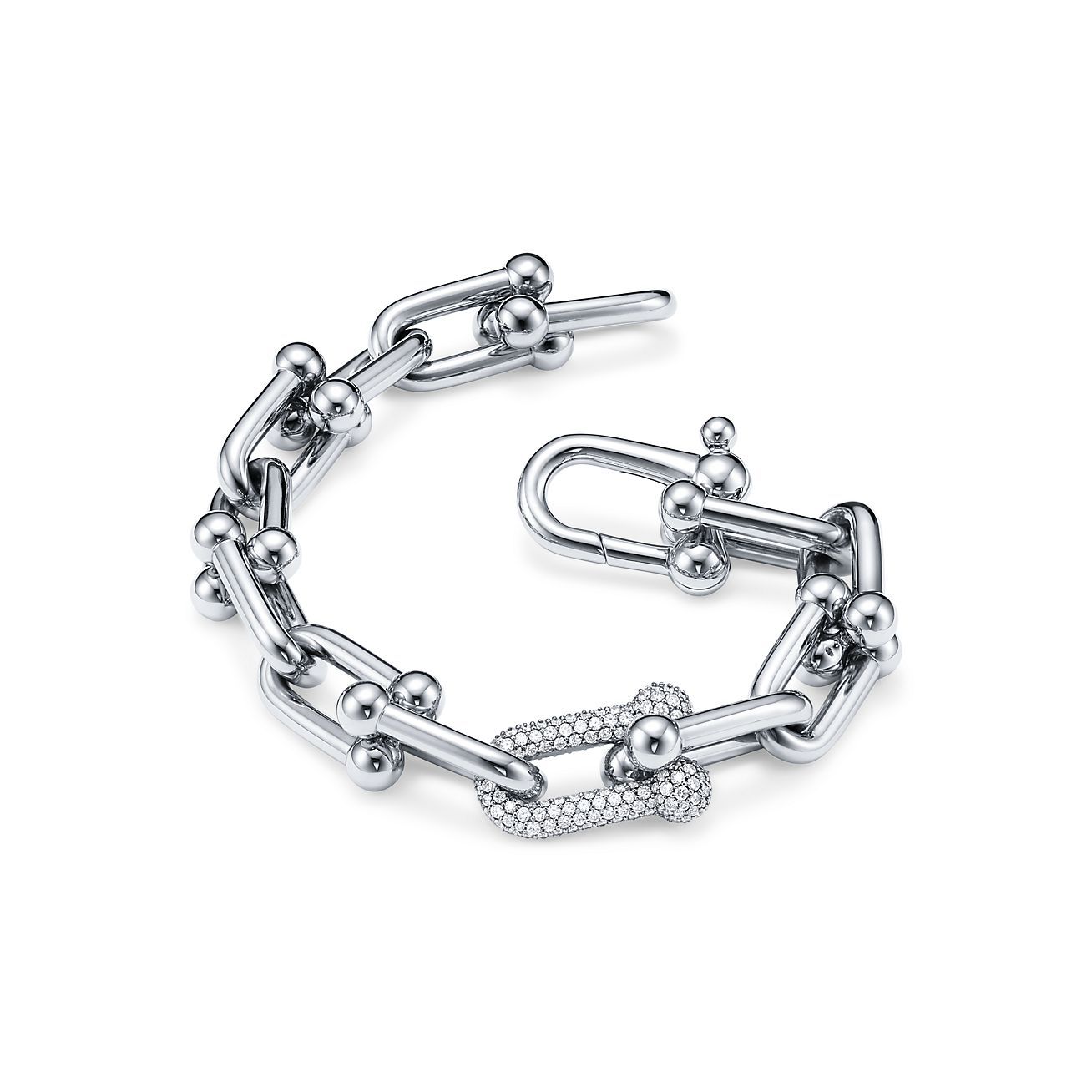HardWear Large Link Bracelet in White Gold with Diamonds