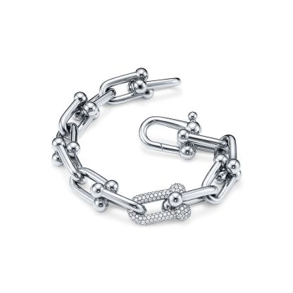 HardWear Large Link Bracelet in White Gold with Diamonds