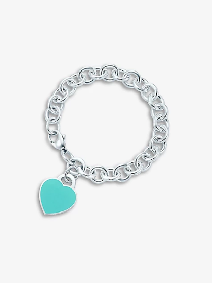 Return to 庐 Heart Tag Blue Enamel Bracelet in Sterling Silver