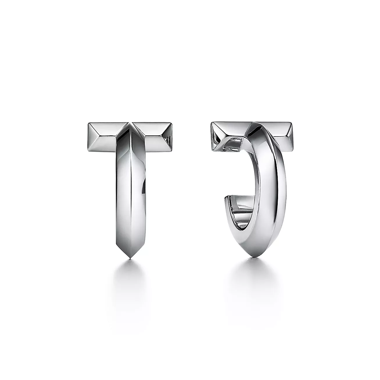 T T1 Hoop Earrings in White Gold
