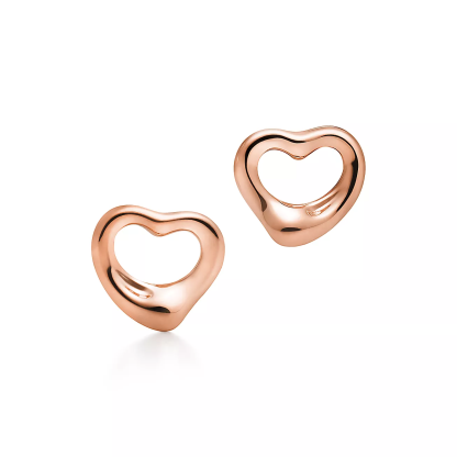 Elsa Peretti庐 Open Heart Stud Earrings in Rose Gold, 11 mm