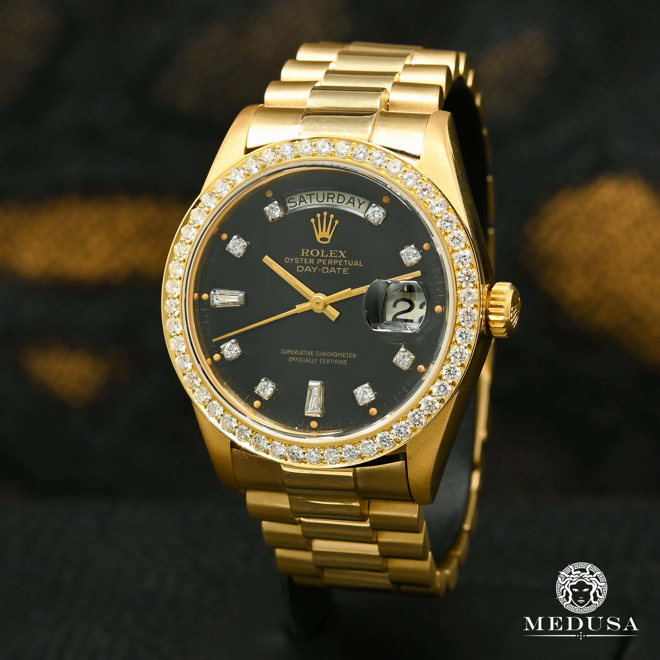 PRESIDENT DAY-DATE 36MM - BAGUETTE NOIR SMALL BEZEL