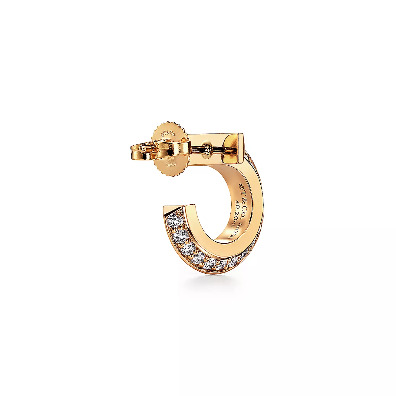T T1 Hoop Earrings in Yellow Gold with Diamonds